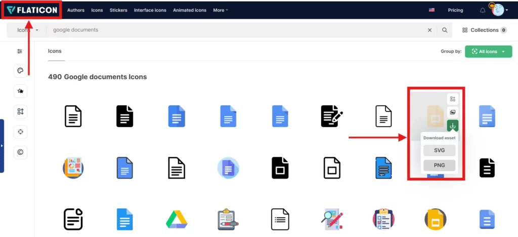 Check the icons on websites offering 