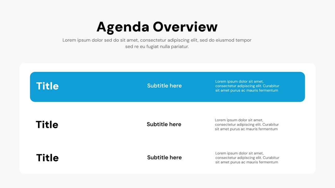 Agenda Templates for Presentation template