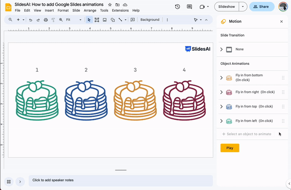 How to change order of animations in Google Slides