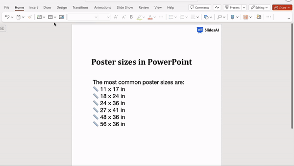 How to check poster size in PowerPoint