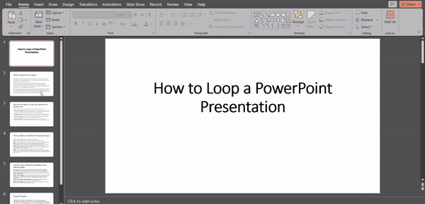 How To Loop a PowerPoint SlideShow from Selected Slides (Method 1)