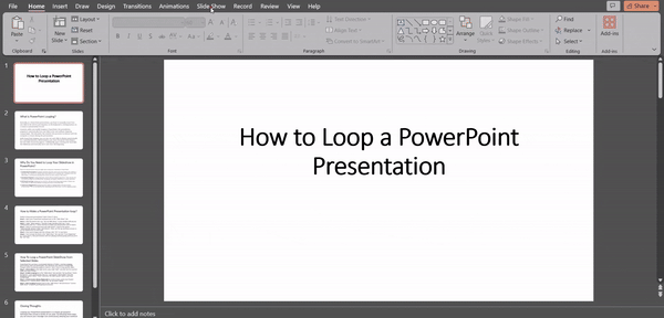How To Loop a PowerPoint SlideShow from Selected Slides (Method 2)