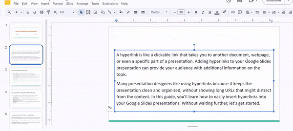 Create Hyperlinks by using a Shortcut Key in Google Slides