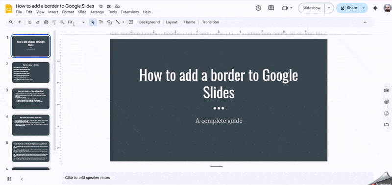 Adding a border in all slides