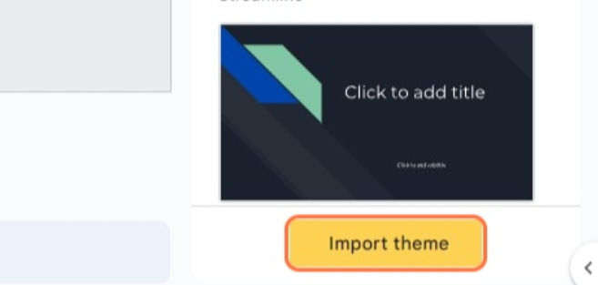 click Import Theme from the right sidebar