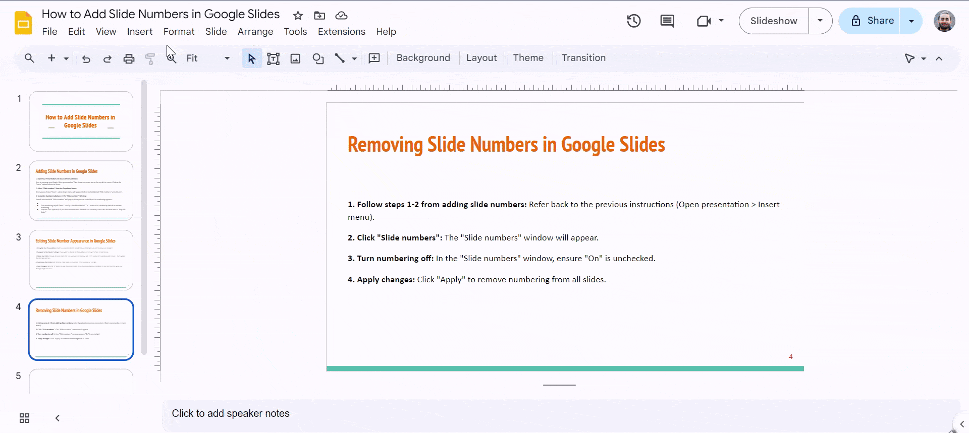 How to add slide numbers in google slides slidesai