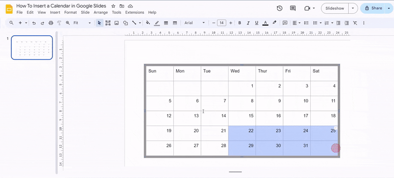 Add weeks and dates in table
