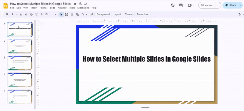 selecting multiple slides in google slides with keyboard
