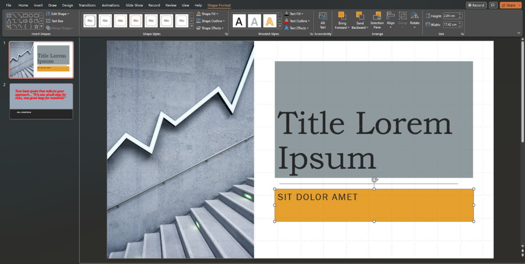 Choose the text box to change