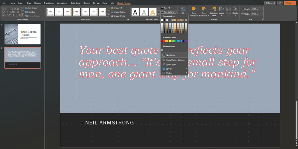 Change Text Outline Color In Powerpoint