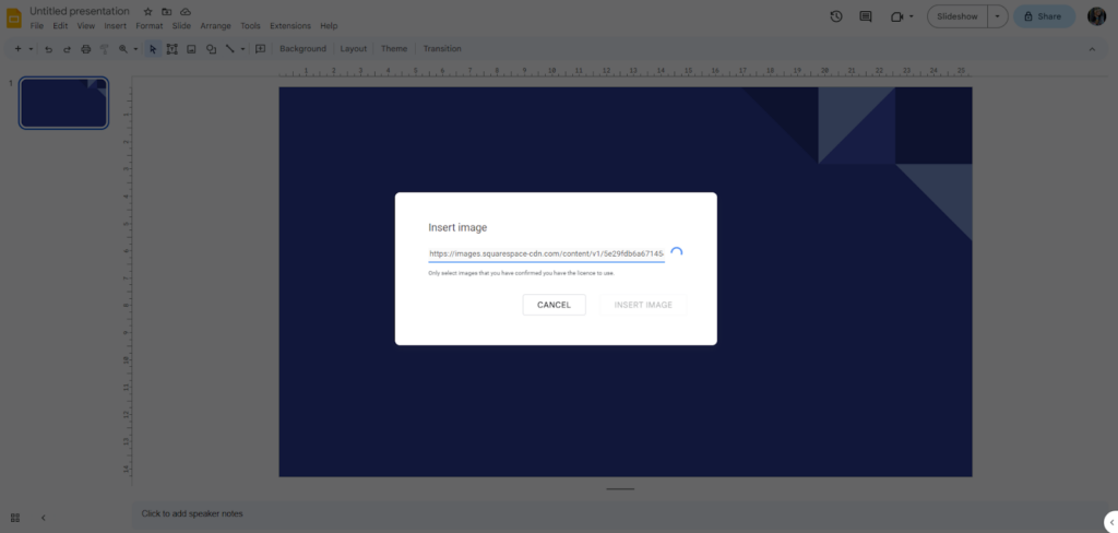 Paste the Web URL in the Google Slides