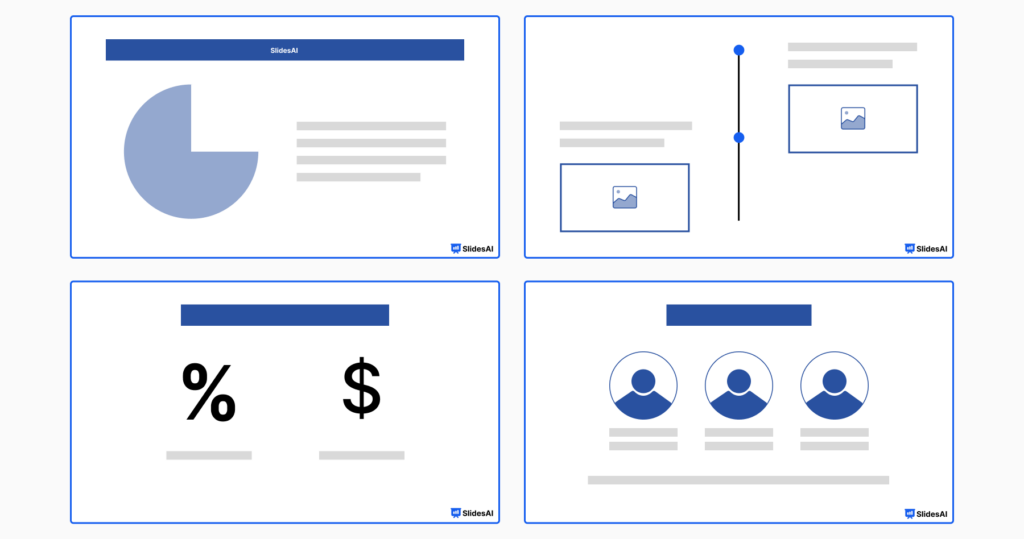 Pitch deck layouts by SlidesAI