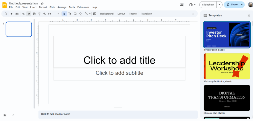 SlidesAI templates in Google Slides