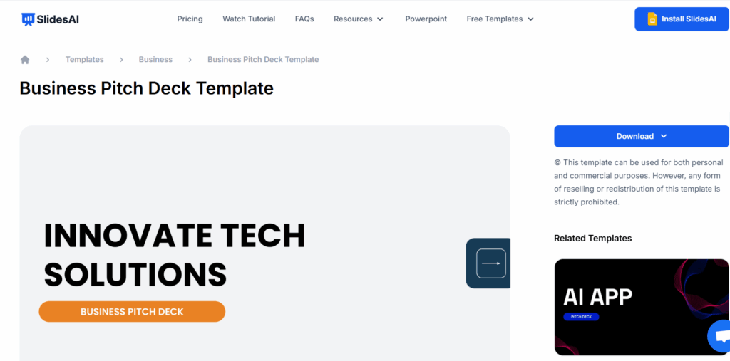 SlidesAI Business Pitch Deck