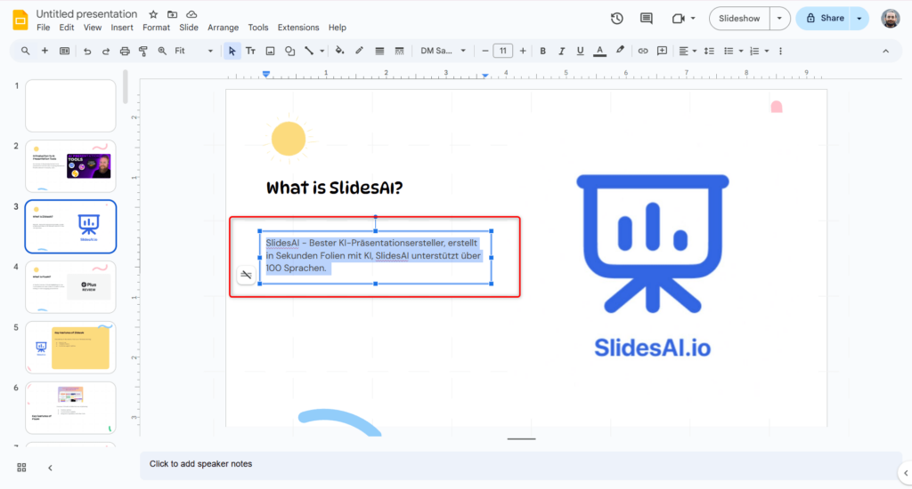 translated google slides