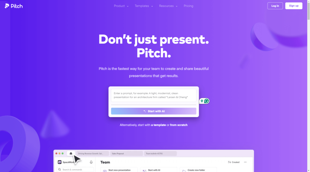 Pitch presentation tool