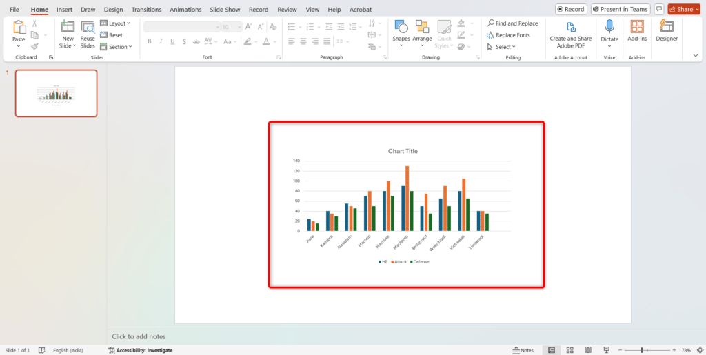Updating the chart in PowerPoint