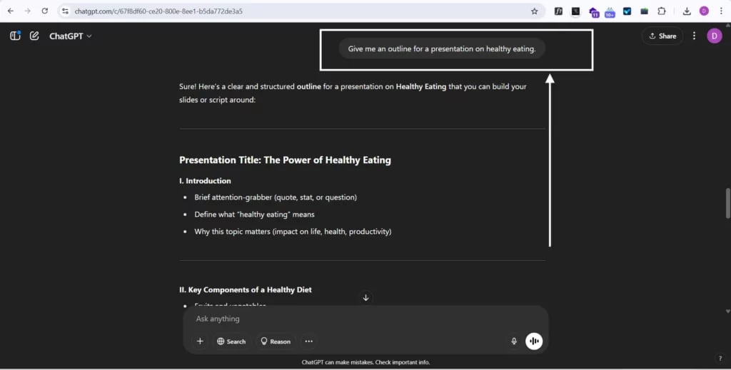 creating outline to generate powerpoint presentation by chatgpt