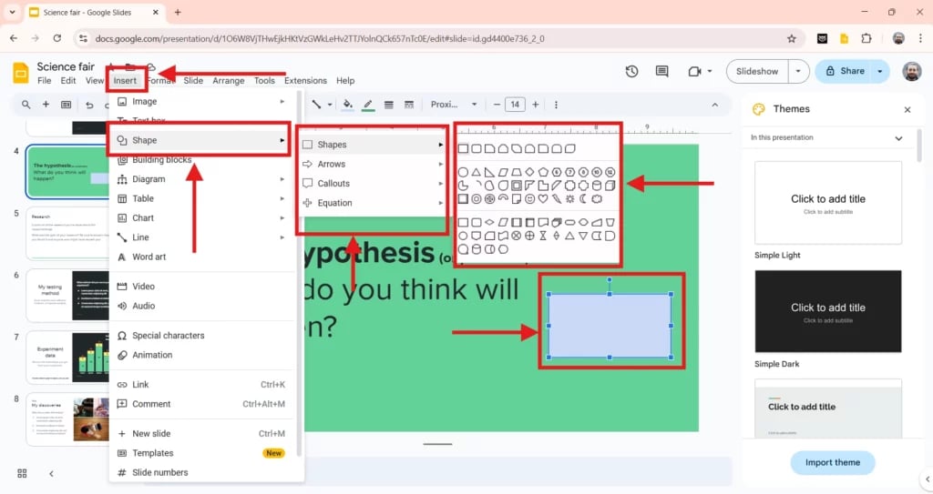 Insert Your Shapes to Google Slides