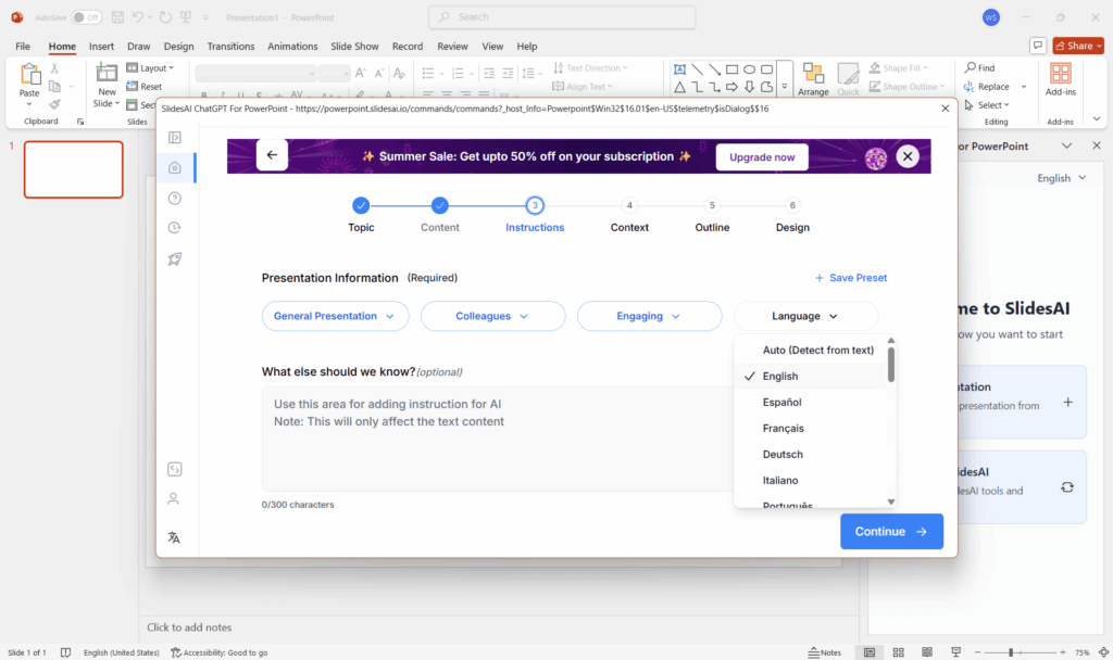 add presentation details