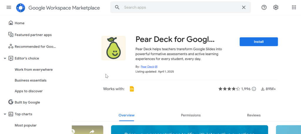 Pear Deck Add-on 