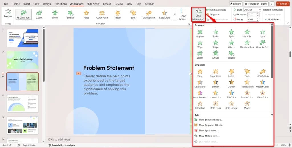 Add more than one animation in PowerPoint