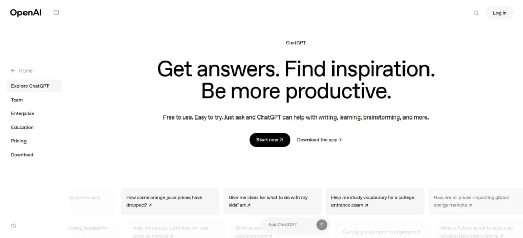 chatgpt homepage