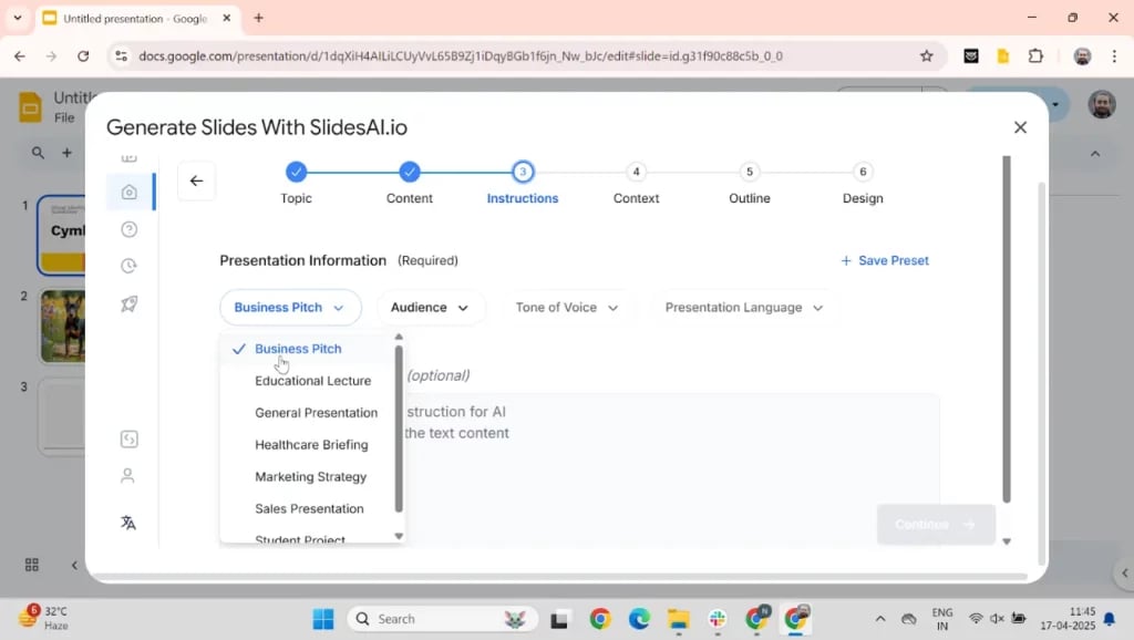 Set Presentation Options