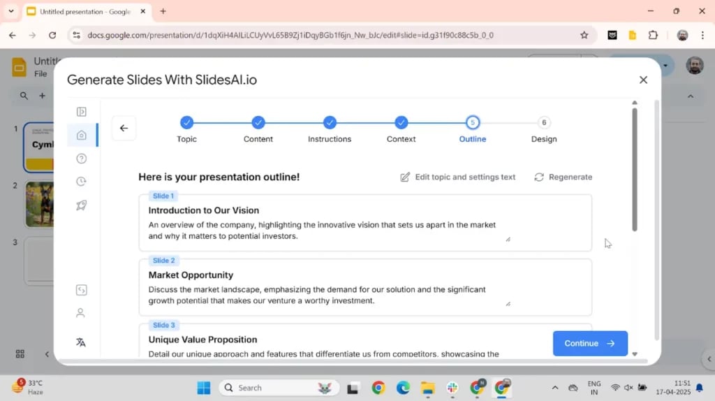 Adjust the Outline & Slides