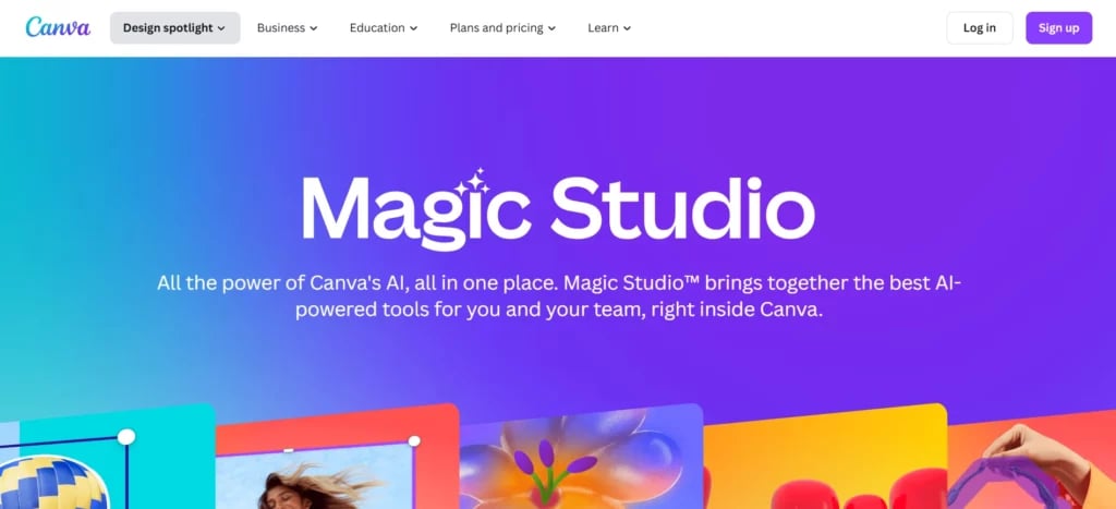 Canva magic studio homepage