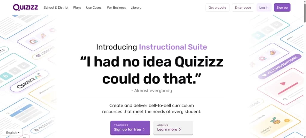 quizizz homepage