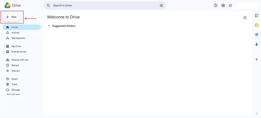 Click “New” → “File Upload”