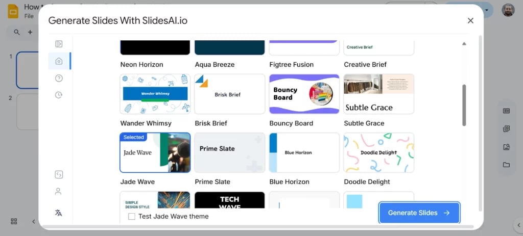 Choose the template.