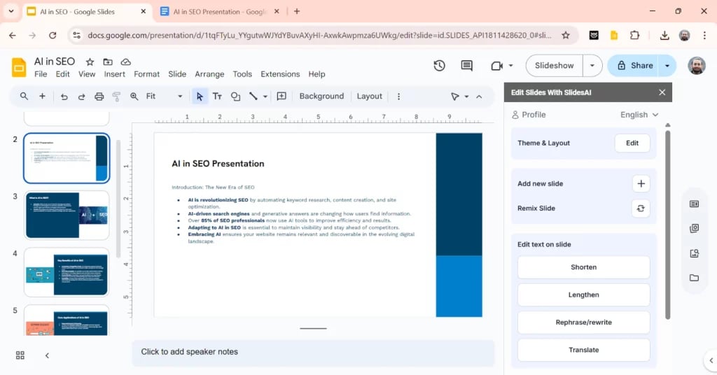 Final review of the presentation