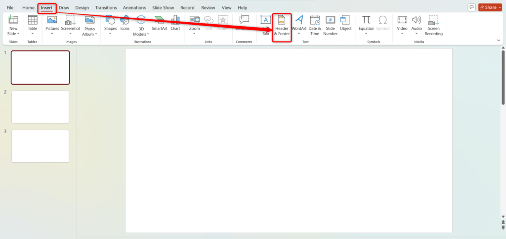 Add a Header Using the Header & Footer Option