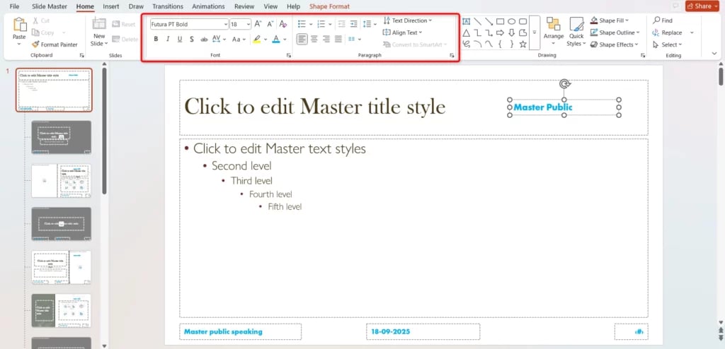 Format and Position the Header
