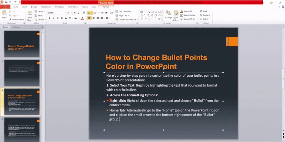How to Change Bullet Points Color in PowerPoint