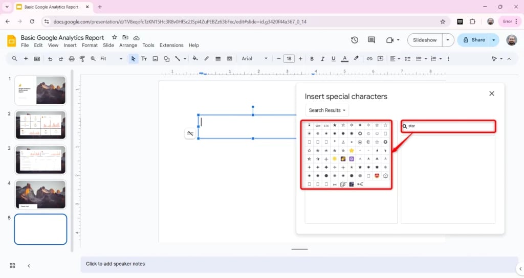 find a sticker in google slides