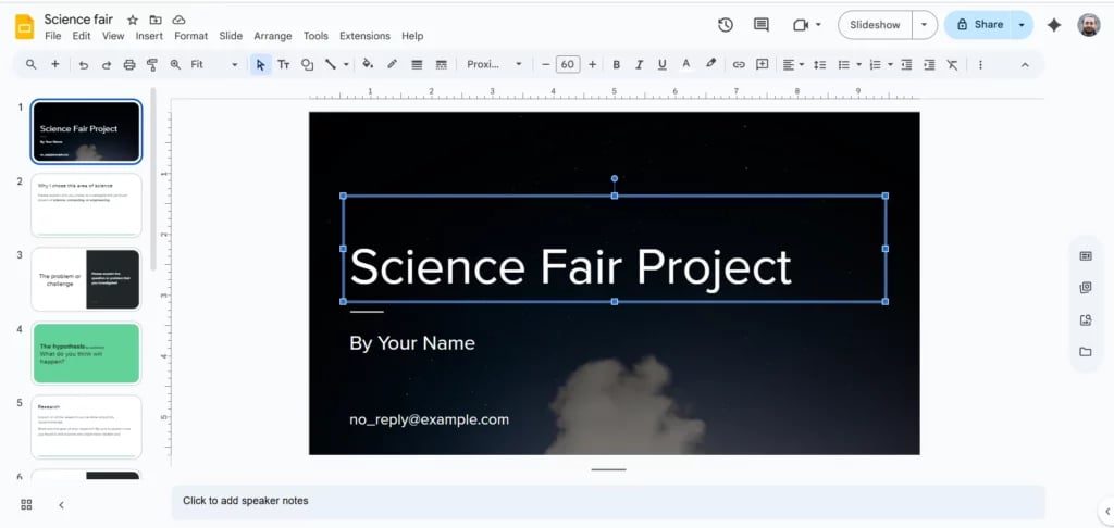Select the Element to apply the color in Google Slides