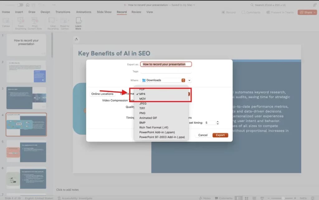 Save or Export Your Presentation as a Video