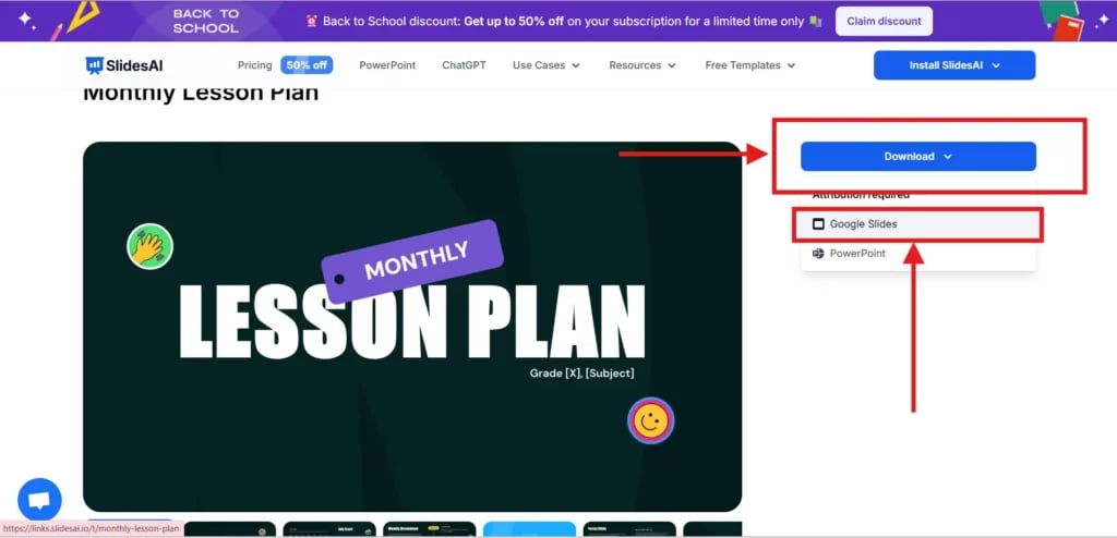 Click Download and select Google Slides or PowerPoint.