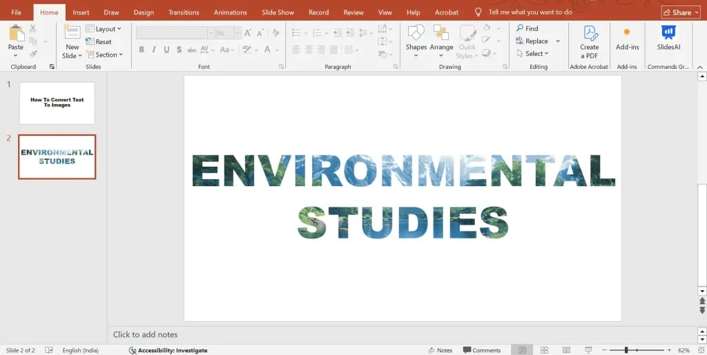 Text to image converted