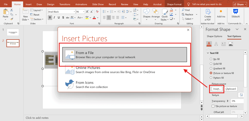 Select image from the device