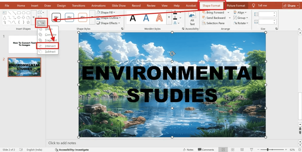 Intersect the Image and Text Box 