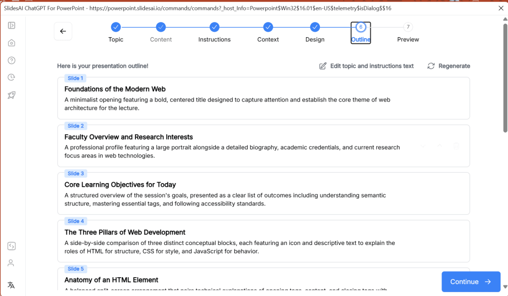 Review code presentation outline