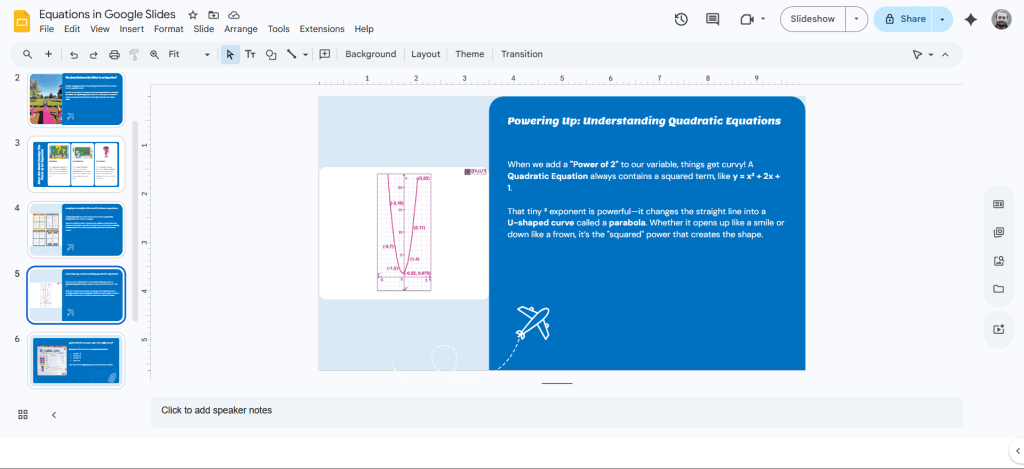 Equation in presentation