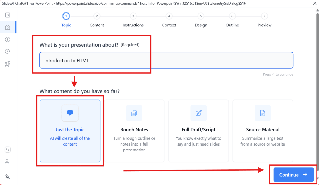 Enter the code presentation topic