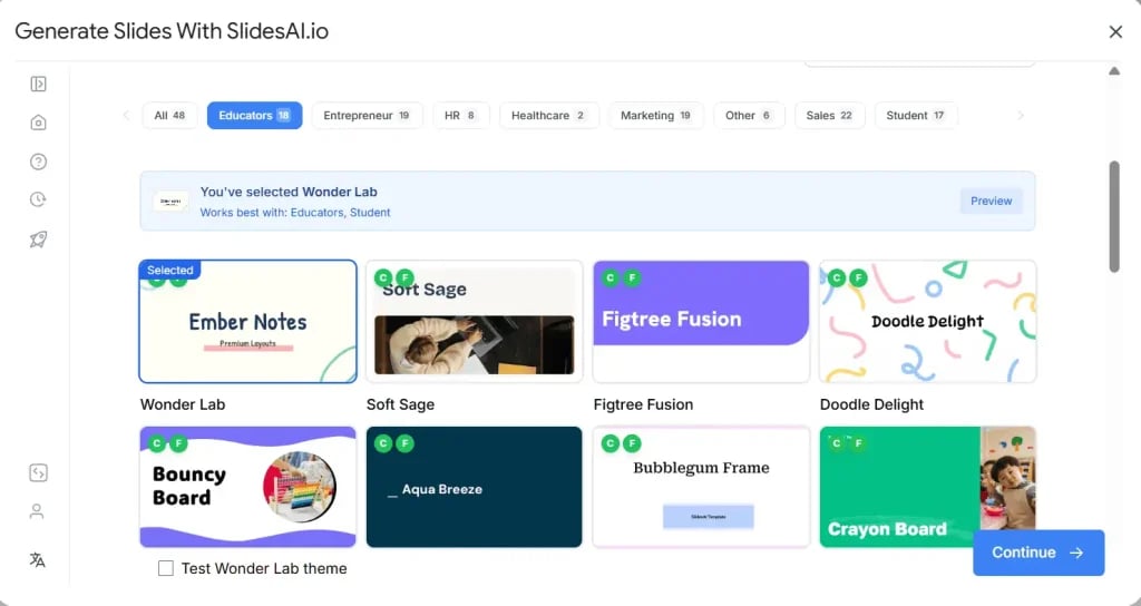 Choose relevant template