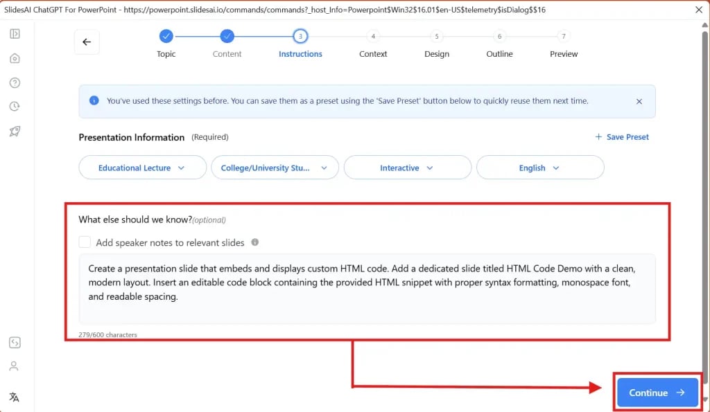 Add instruction to add code