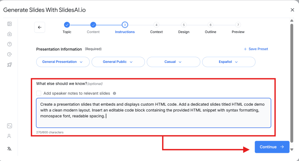 Enter the prompt for adding a code